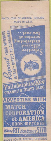 Matchbook Cover - Match Corp of America PRINTING ERROR WEAR