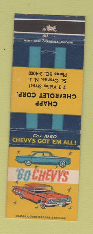 Matchbook Cover - Chapp Chevrolet South Orange NJ 1960