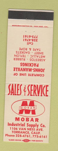 Matchbook Cover - Mobar Industrial Supply Torrance CA
