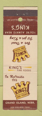 Matchbook Cover - King's Restaurant Grand Island NE