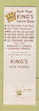 Matchbook Cover - King's Restaurant Grand Island NE