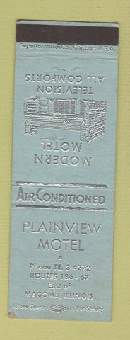 Matchbook Cover - Plainview Motel Macomb IL