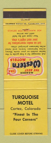 Matchbook Cover - Turquoise Motel Cortez Colorado Best Western