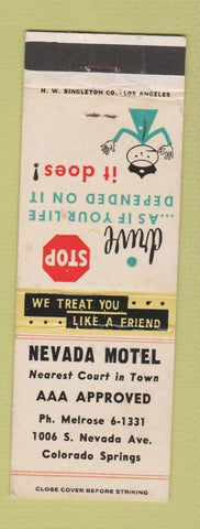 Matchbook Cover - Nevada Motel Colorado Springs
