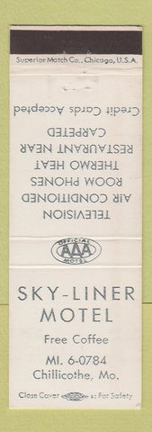 Matchbook Cover - Sky Liner Motel Chillicothe MO