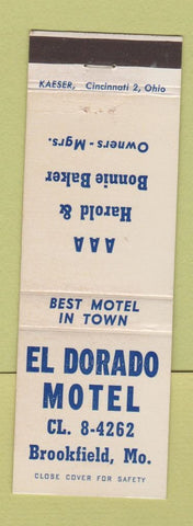 Matchbook Cover - El Dorado Motel Brookfield MO