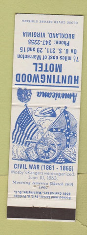 Matchbook Cover - Huntingwood Motel Buckland VA Perkins Americana Civil War