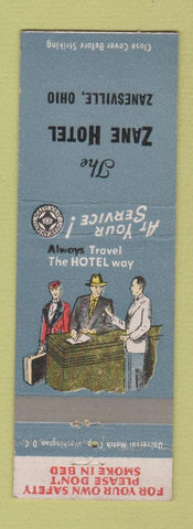 Matchbook Cover - Zane Hotel Zanesville OH