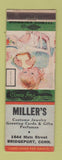 Matchbook Cover - Miller's Costume Jewelry Greeting Cards Bridgeport CT