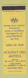 Matchbook Cover - Holiday Hill Motels Cleveland TN