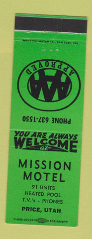 Matchbook Cover - Mission Motel Price UT