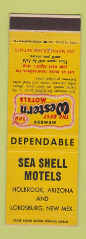 Matchbook Cover - Sea Shell Motels Holbrook AZ Lordsburg NM Best Western