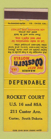 Matchbook Cover - Rocket Court Motel Custer SD Best Western