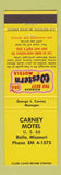 Matchbook Cover - Carney Motel Rolla MO Route 66 Best Western