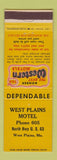 Matchbook Cover - West Plains Motel West Plains MO Best Western
