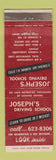 Matchbook Cover - Joseph's Driving School Newark NJ WEAR