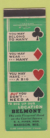Matchbook Cover - Belmont Hotel Madison WI