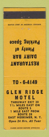 Matchbook Cover - Glen Ridge Motel East Herkimer NY WEAR