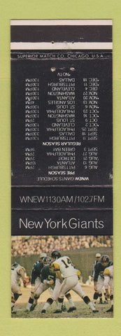 Matchbook Cover - New York Giants Football Schedule Radio Palisades Park