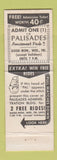 Matchbook Cover - New York Giants Football Schedule Radio Palisades Park