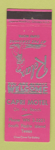 Matchbook Cover - Capri Motel South Padre Island TX girlie PINK