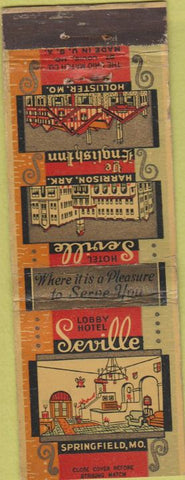 Matchbook Cover - Hotel Seville Springfield MO WORN