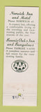 Matchbook Cover - Norwich Inn Motel VT Bonnie Oaks Fairlee VT DD Bean