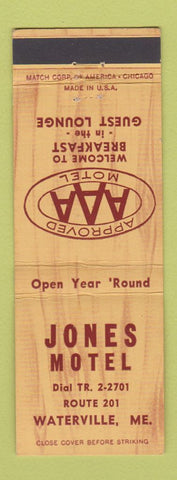 Matchbook Cover - Jones Motel Waterville ME