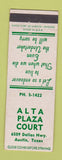 Matchbook Cover - Alta Plaza Court Motel Austin TX