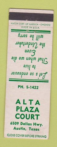 Matchbook Cover - Alta Plaza Court Motel Austin TX