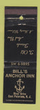 Matchbook Cover - Bill's Anchor Inn East Paterson NJ