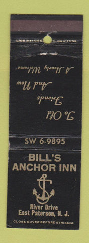 Matchbook Cover - Bill's Anchor Inn East Paterson NJ