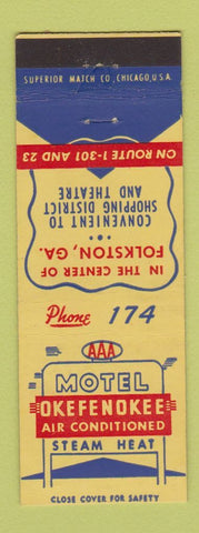 Matchbook Cover - Motel Okefenokee Folkston GA