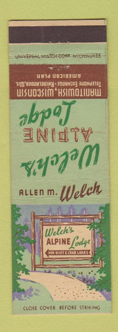 Matchbook Cover - Welch's Alpine Lodge Rhinelander WI