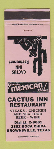 Matchbook Cover - Cactus Inn Restaurant Brownsville TX