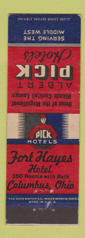 Matchbook Cover - Fort Hayes Hotel Columbus OH Albert Pick bellhop