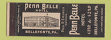 Matchbook Cover - Penn Belle Hotel Bellefonte PA
