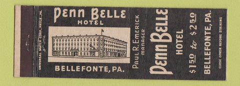 Matchbook Cover - Penn Belle Hotel Bellefonte PA