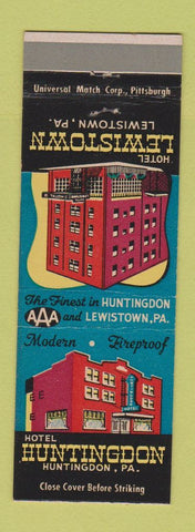 Matchbook Cover - Hotels Huntingdon PA Lewiston PA