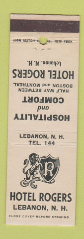 Matchbook Cover - Hotel Rogers Lebanon NH