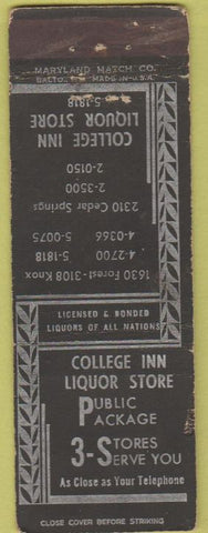 Matchbook Cover - College Inn Liquor Store WEAR