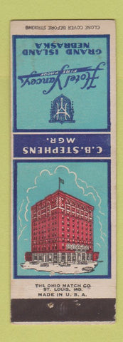 Matchbook Cover - Hotel Yancey Grand Island NE