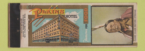 Matchbook Cover - Plains Hotel Cheyenne WY