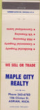Matchbook Cover - Maple City Realty Adrian MI