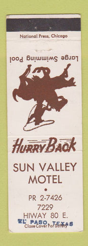 Matchbook Cover - Sun Valley Motel El Paso TX