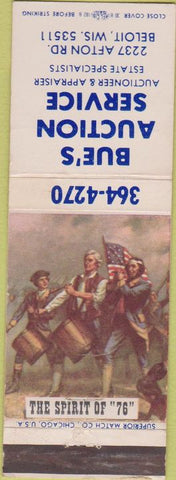 Matchbook Cover - Bue's Auction Service Beloit WI