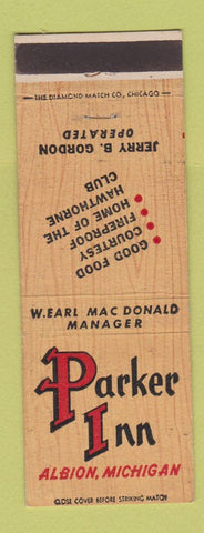 Matchbook Cover - Parker Inn Albion MI