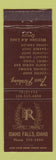 Matchbook Cover - Hotel Rogers Idaho Falls ID