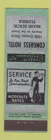 Matchbook Cover - Congress Hotel Miami Beach FL ADVANCE