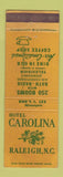 Matchbook Cover - Hotel Carolina Raleigh NC